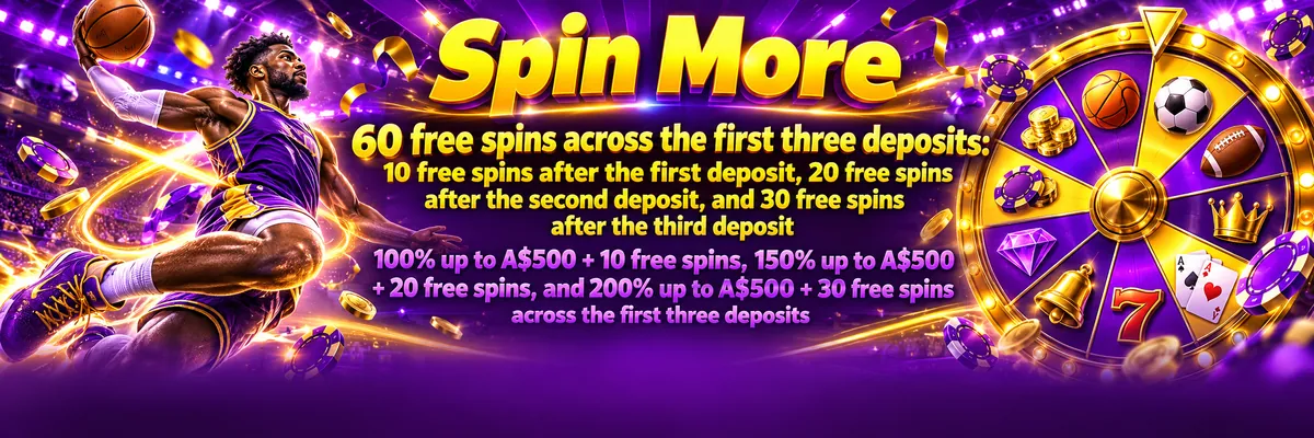 Betzillo free spins banner with a basketball athlete, casino wheel symbols and energetic yellow and purple motion graphics
