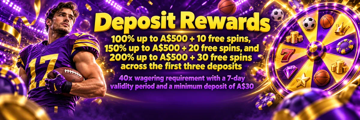 Betzillo casino deposit rewards banner with a team athlete, a segmented prize wheel and layered sports and casino props